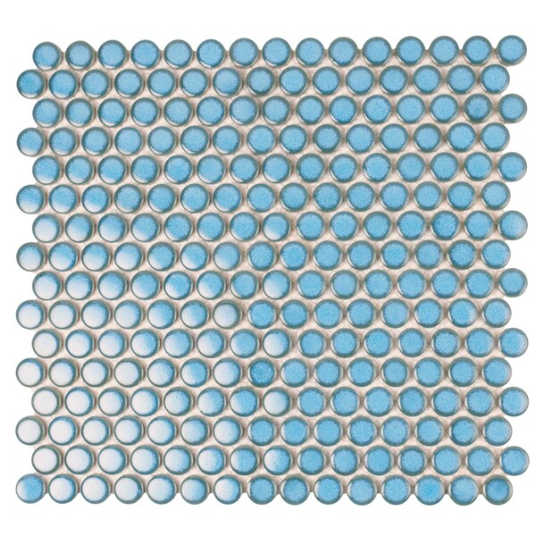 Apollo Tile Cirkel 11.46 in. x 12.4 in. Glossy Blue Porcelain Mosaic Wall and Floor Tile 9.87 sqft/case, 10PK ORB88012BLGA - main